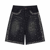 STARRVAINT Pearl Studded Denim Shorts