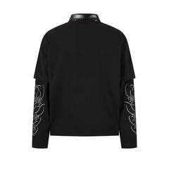 STARRVAINT Barbed Poetry Layered Collar Long Sleeve Polo