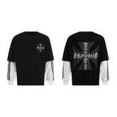 STARRVAINT Layered Gothic Cross Long Sleeve Tee