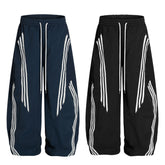 STARRVAINT Nylon Multi-Stripe Track Wide-Leg Pants