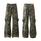 STARRVAINT Distressed Camo Cargo Pants