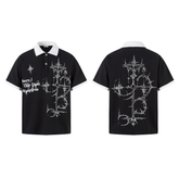 STARRVAINT Gothic Graphic Polo Shirt