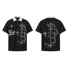 STARRVAINT Gothic Graphic Polo Shirt