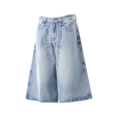 STARRVAINT Vintage Wash Wide-Leg Denim Shorts