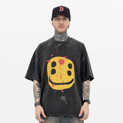 STARRVAINT Distressed Smiley Graphic Tee