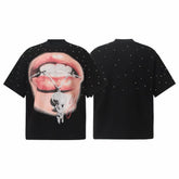 STARRVAINT Rhinestone Lip Graphic Tee