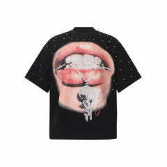 STARRVAINT Rhinestone Lip Graphic Tee