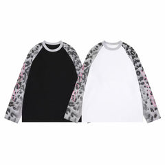 STARRVAINT Leopard Raglan Long Sleeve Tee