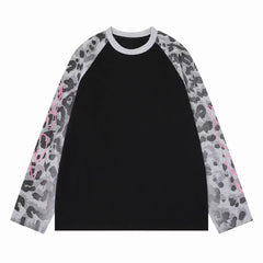 STARRVAINT Leopard Raglan Long Sleeve Tee