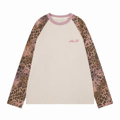 STARRVAINT Leopard Raglan Long Sleeve Tee