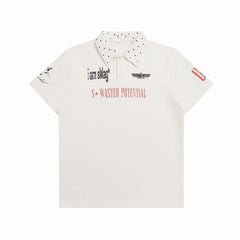 STARRVAINT Studded Collar Polo Shirt