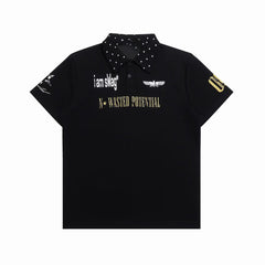 STARRVAINT Studded Collar Polo Shirt