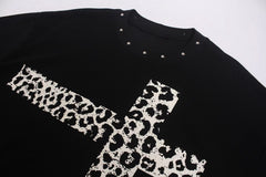 STARRVAINT Leopard Cross Waffle Long Sleeve