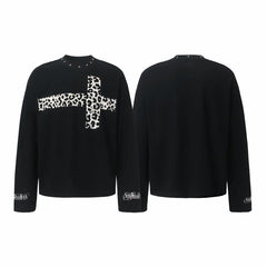 STARRVAINT Leopard Cross Waffle Long Sleeve