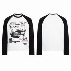 STARRVAINT Vintage Street Graphic Raglan Long Sleeve