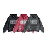 STARRVAINT Vintage Wash Graphic Zip Hoodie