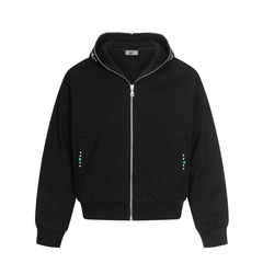 STARRVAINT Minimal Dot-Detail Zip Hoodie