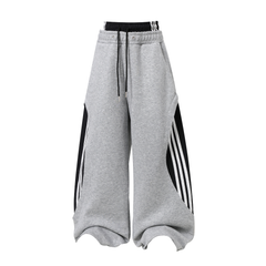 STARRVAINT Double-Waist Stripe Wide-Leg Sweatpants