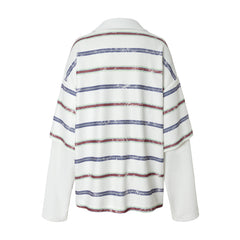 STARRVAINT Abstract Stripe Long-Sleeve Polo Shirt