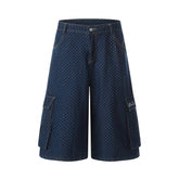 STARRVAINT Polka Dot Denim Cargo Shorts