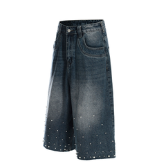 STARRVAINT Studded Denim Shorts
