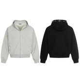 STARRVAINT Minimal Dot-Detail Zip Hoodie