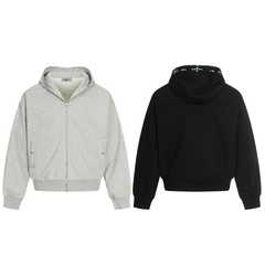 STARRVAINT Minimal Dot-Detail Zip Hoodie