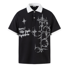 STARRVAINT Gothic Graphic Polo Shirt