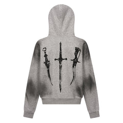 STARRVAINT Gothic Fur-Trim Zip-Up Hoodie