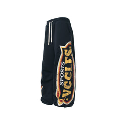 STARRVAINT Fleece-Lined Sports Letter Wide-Leg Sweatpants