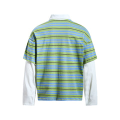 STARRVAINT Striped Graphic Layered Polo