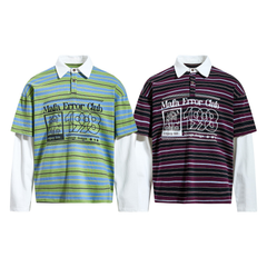 STARRVAINT Striped Graphic Layered Polo