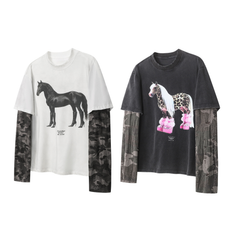 STARRVAINT Layered Horse Graphic Tee