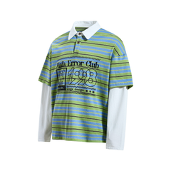 STARRVAINT Striped Graphic Layered Polo