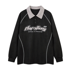 STARRVAINT Contrast Panel Long-Sleeve Polo