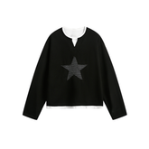 STARRVAINT Star Panel Cropped Cotton Long-Sleeve