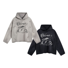 STARRVAINT Graphic Distressed Hoodie