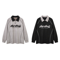 STARRVAINT Contrast Panel Long-Sleeve Polo