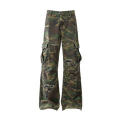 STARRVAINT Distressed Camo Cargo Pants