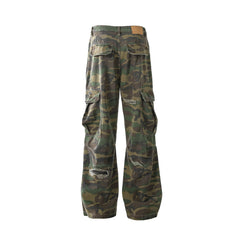 STARRVAINT Distressed Camo Cargo Pants