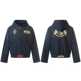 STARRVAINT Distressed Crest Zip-Up Hoodie