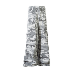 STARRVAINT Grey Camo Cargo Wide-Leg Pants
