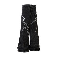 STARRVAINT Crinkle Lightning Wide-Leg Jeans