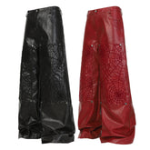 STARRVAINT Web Embossed PU Wide-Leg Pants