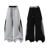 STARRVAINT Double-Waist Stripe Wide-Leg Sweatpants