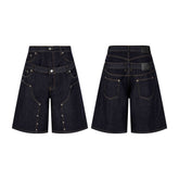 STARRVAINT “Double Waist Panel Denim Shorts”