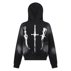 STARRVAINT Gothic Fur-Trim Zip-Up Hoodie