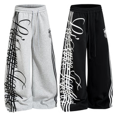 STARRVAINT Script Stripe Wide-Leg Sweatpants