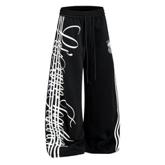 STARRVAINT Script Stripe Wide-Leg Sweatpants