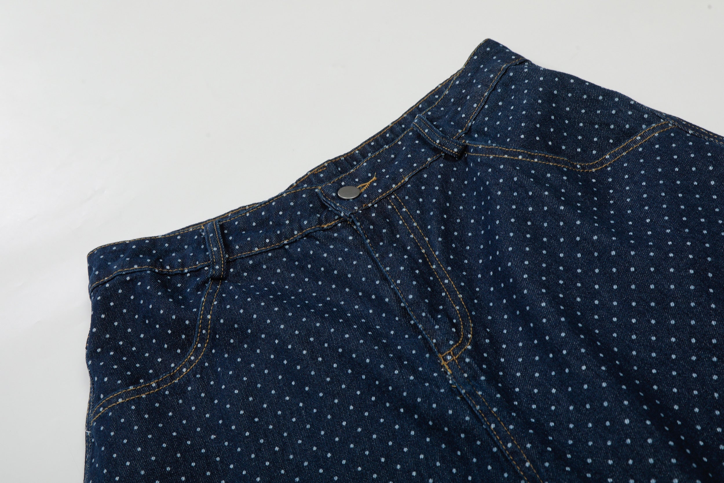 STARRVAINT Polka Dot Denim Cargo Shorts